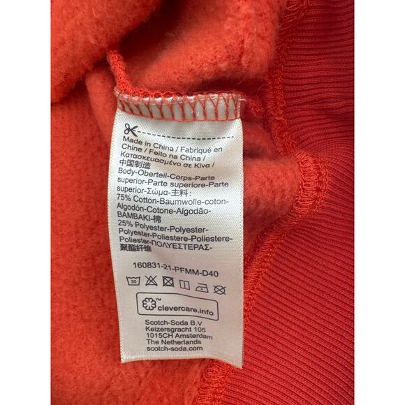 Scotch & Soda Orange Felpa French Terry Hoodie Soft Cotton Blend Size Medium - Picture 7 of 9
